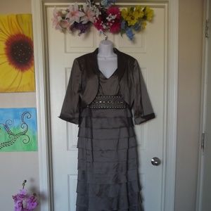 Eliza J 2 piece Studded Brownish Grey Party Gown